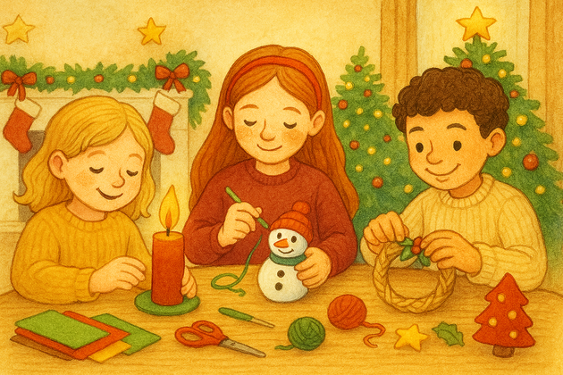 Weihnachts-Werkstatt in Oberhäslch Kinder basteln liebevoll kleine Geschenke für liebe Menschen.